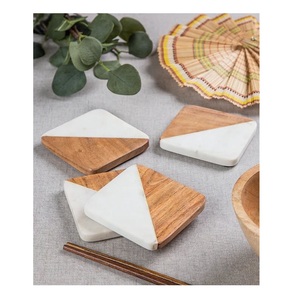 Wholesale <b>White</b> Gold luxury Square Stone <b>Coasters</b> Pads & Mats Home Decoration Accessories - Product Image 6