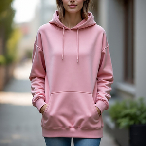 เสื้อกันหนาวแบบสวมหัวมีฮู้ดสำหรับผู้หญิง, เสื้อกันหนาวแบบสตรีทสวมใส่กลางแจ้งมี450 GSM สีพื้นสำหรับฤดูใบไม้ร่วงฤดูหนาว - Product Image 4