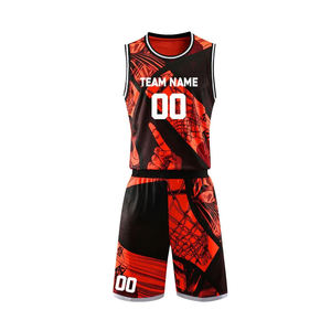 Tenues de basketball unisexes en gros, vêtements de sport personnalisés avec nom et numéro d'équipe imprimés, maillots et shorts respirants grandes tailles - Product Image 2