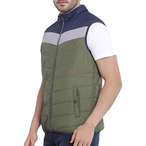 Gilet d'hiver matelassé respirant pour homme, col montant, deux poches latérales, polyester/nylon, dernier design, couleurs personnalisées, logo, fermeture éclair - Product Image 2