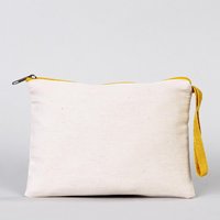 Pochette zippée vintage jaune durable 8x6 pouces en denim de coton uni, personnalisable, écologique, pour maquillage et cosmétiques