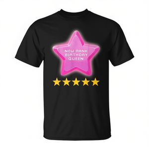 Camiseta New Rank Birthday Queen con diseño de cinco estrellas, color negro, talla para adultos - Product Image 2