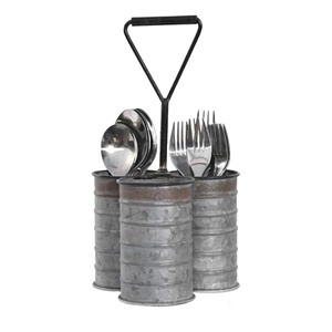 Porte-ustensiles moderne en métal galvanisé à 3 compartiments Diviseurs robustes Organisateur de table Maison Cuisine Fête Couverts Cuillère Repose - Product Image 1