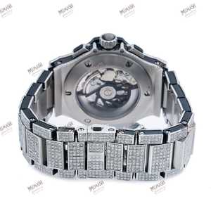 Montre-bracelet chronographe en diamant Moissanite de luxe entièrement glacée personnalisée avec sous-cadran unique Montres analogiques à quartz style barre - Product Image 6