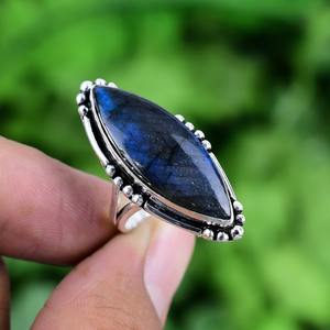 Plata de Ley 925 hecha a mano piedras preciosas labradorita Spinner promesa anillo joyería 925 Plata estampada alta calidad anillo de regalo de boda - Product Image 3