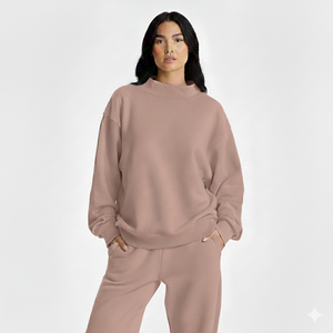 Streetwear <b>Women</b> Oversized Printed Knitted Long Mockneck Sweatshirt Casual Winter Loose Pullover <b>Top</b> <b>for</b> Modern Everyday Fashion - Product Image 1