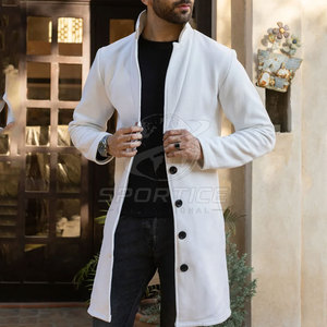 Abrigo Largo de Lana Blanco para Hombre Sportice, Estilo Gabardina con Cuello Alto - Product Image 4