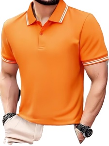 Chemises personnalisées pour hommes, col rond, logo imprimé en relief sur le devant, respirantes, séchage rapide, jersey polyester-coton, coupe classique, manches courtes, couleur unie - Product Image 2