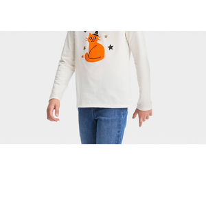 Maglietta a maniche lunghe con stampa di Halloween per ragazze Cat & Jack, colore crema, taglia S, in morbido cotone jersey, stile western, per primavera e autunno - Product Image 3