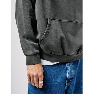 Sweat à capuche vintage vert délavé personnalisé-Sweat à capuche pull-over de couleur unie pour hommes et femmes en streetwear - Product Image 4