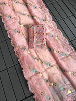 Collections exclusives vêtements de mariage Organza soie crêpe Saree E 5.5mm 100% pure soie vêtements pakistanais régionaux