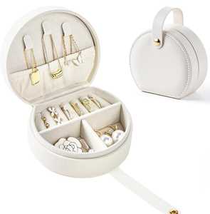 Boîte à bijoux de voyage en cuir PU, mini organisateur de bijoux pour bagues, boîte cadeau compacte en cuir pour femmes - Product Image 6