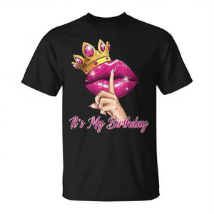 T-shirt da donna per la festa di compleanno 'È il mio compleanno' - T-shirt promozionale Regina Principessa con design a labbra e corona - Product Image 2