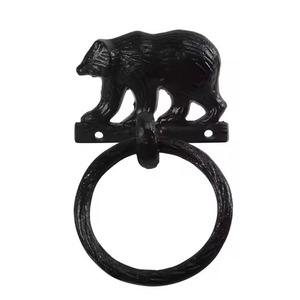 Anneau porte-serviettes mural plaqué or avec cuir, porte-serviettes fait main en fer pour salle de bain et cuisine - Product Image 4