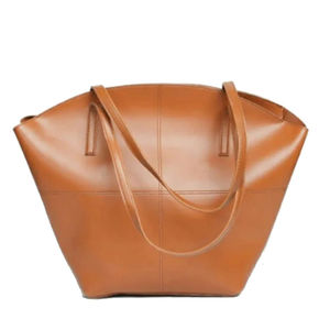 Sac à main en cuir véritable de grande capacité pour femmes élégantes et chics avec fermeture à glissière avec logo personnalisé Look portable et unique - Product Image 1