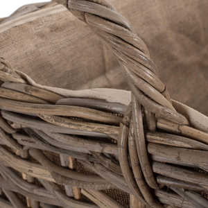 Wheeled Hessian Lined Rattan <b>Log</b> <b>Basket</b> in <b>Small</b> & Large Sizes for Convenient Storage - Product Image 6