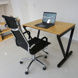 VBamboo BFVB001 <b>Desk</b> 100x60cm Laptop Gaming Table with Assembled Iron Legs <b>Folding</b> Feature for Home Office Use - Product Image 4