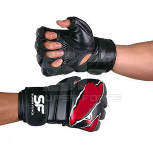 Guantes MMA de cuero PU, construcción duradera para combate y lucha, guantes MMA ajustables con agarre fuerte - Product Image 4