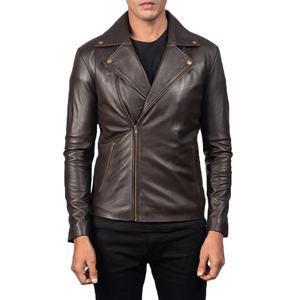 Chaqueta de Cuero Personalizada Tipo Bomber, Fabricación OEM/ODM, Chaqueta de Motociclista Ajustada para Hombre, Clásica, Hecha a Mano, de Lujo, Impermeable, Estilo Urbano - Product Image 1