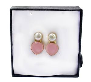 Pendiente de Jade Pretty 12mm Pink Jade Drop Pendiente Regalo para mujeres y niñas Regalo de aniversario para sus pendientes de novia - Product Image 1