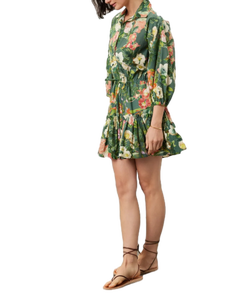Vestido corto floral verde de calidad superior para mujer que ofrece el equilibrio perfecto de comodidad y estilo - Product Image 3