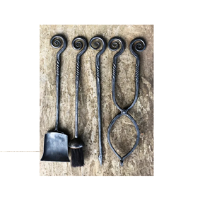 Herramientas de estufa de pellets, juego de herramientas de Metal forjado de 5 piezas, juego de fuego, lugar de fuego, juego de herramientas de estufa de póquer, accesorios de decoración - Product Image 3