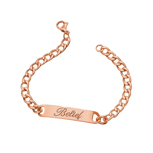 Brazalete de Barra de Acero Inoxidable con Logotipo Grabado Personalizado en Metal de Moda, Texto Dorado - Product Image 6