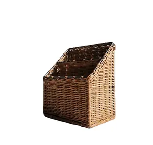 Vintage Wicker and Metal Desk Organizer Mail Holder basket