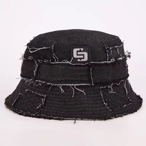 Chapeau de pêcheur en denim à large bord de haute qualité pour femmes et hommes, personnalisé, en coton vieilli, bord effiloché, chapeau seau vintage pour adultes 2026 - Product Image 1