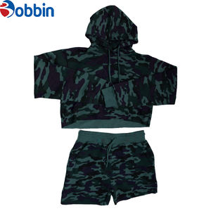 Top Quality <b>Women</b> Set Camo Cropped Hoodie and Shorts <b>2</b> <b>Pieces</b> Set Custom Logo <b>Women's</b> Streetwear <b>Outfit</b> Female Clothes Set - Product Image 4
