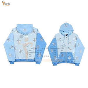 Sudaderas con capucha de diamantes de imitación de diseño de logotipo de alta calidad de color sólido a precio bajo sudaderas con capucha de diamantes de imitación de precio asequible - Product Image 5
