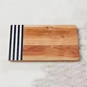 Tabla de cortar única de mármol y madera, perfecta para cocinar platos de queso de preparación y uso de mesa decorativa de la India por Kraft World - Product Image 1