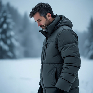 Venta al por mayor Casual Streetwear chaqueta acolchada abrigo hombres acolchado a prueba de viento cremallera con capucha abajo chaqueta de los hombres - Product Image 3