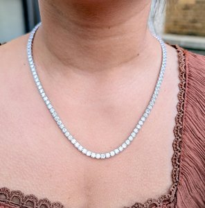 Collar de tenis con diamantes redondos de 20.00 quilates DEF VS cultivados en laboratorio en oro de 14 quilates para fiesta de compromiso - Product Image 1