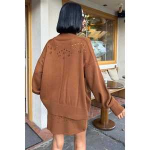 Conjunto de Punto con Cuello Alto y Detalle Calado de Silueta Holgada 10256 - Product Image 6