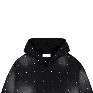 Sudadera con Capucha Oversize Vintage de Mezclilla con Efecto Desgastado por el Sol, 550 gramos, Lavado Ácido, Ajuste Regular, Nylon/Algodón, Ropa Urbana de Invierno para Hombre y Mujer - Product Image 3