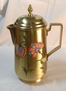 แก้วกาแฟดีไซน์ดอกไม้และ100% หลอดทองเหลืองภาพวาดด้วยมือทำจากทองเหลือง - Product Image 4