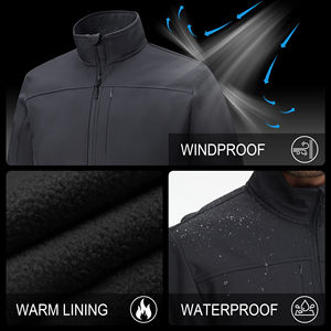 Vestes Softshell d'extérieur personnalisées de haute qualité pour hommes randonnée pêche Softshell coupe-vent imperméable veste chaude d'hiver pour hommes - Product Image 2