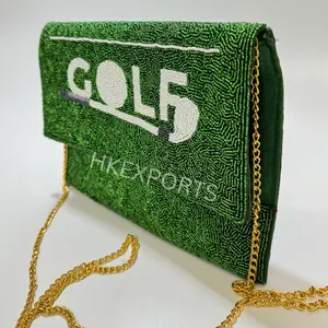 Handcrafted Golf and Badminton Beaded Purse - Unique Handmade Sports Bag for Golf and Badminton