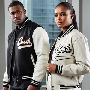 Mangas de lana de moda personalizadas con cuerpo de cuero Letterman Varsity Jacket Streetwear Contraste Bomber Varsity Jacket - Product Image 6