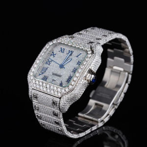 Montre mécanique pour homme avec cadran en acier inoxydable de luxe de qualité VVS Moissanite Diamond Unisex - Product Image 2