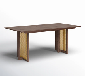 Rivya Dining <b>Table</b> Made of Solid Teak Wood Frame with Rattan and Finish Color Nc Brown <b>for</b> Indoor and Outdoor Use - Product Image 5