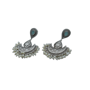 new arrival latest fashion Trending handmade <b>silver</b> look alike brass hoop <b>stud</b> <b>silver</b> matte earing for girls and women - Product Image 2