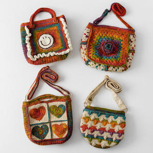 Autumn Winter <b>Ladies</b> Tote Hand-made Yarn <b>Backpack</b> Crochet Knitted Wool Maillard Double Shoulder Crossbody Bag Hand-made Yarn - Product Image 1