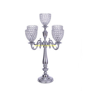 Chandelier de table en aluminium doré à 5 bras Bougeoir Décoration de fête de mariage Centre de table de banquet Bougeoir de luxe Vente en gros - Product Image 6