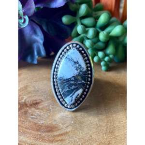 James H. Johnson Handmade <b>Boho</b> <b>Ring</b> with Natural White Buffalo Stone & Sterling Silver Size 10.75 - Product Image 1