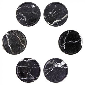 Dessous de plat de table à manger Centres de table faits à la main Dessous de verre arrondis pour le thé design classique Ensemble de dessous de verre pour le thé en marbre blanc - Product Image 3