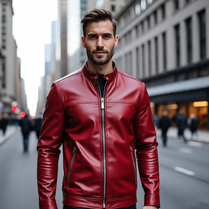 Chaqueta de cuero con cremallera Letterman para hombre, chaquetas de invierno para motocicleta, estilo callejero, abrigo de cuero Vintage para hombre - Product Image 3