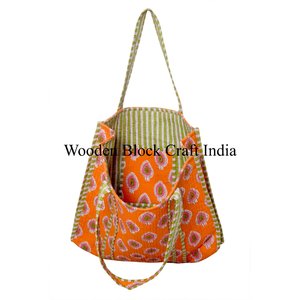Sac fourre-tout matelassé fait main pour femmes, magnifique sac de marché en coton pour le shopping, imprimé floral bohème, grand sac fourre-tout fonctionnel - Product Image 3
