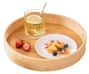 Bandeja redonda de bambú para servir con asas, plato grande de madera para comida para desayuno, aperitivos, bebidas y decoración del hogar de Vietnam - Product Image 1